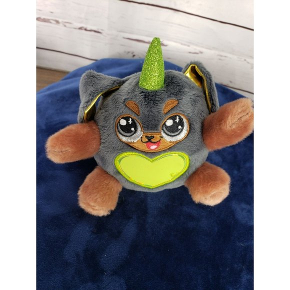 Zuru Rainbocorns Black Plush Puppy Dog Green Heart Stuffed Animal 5 inch - Picture 8 of 8